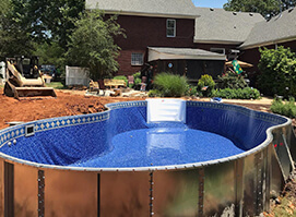 Stealth Semi-Inground Pool – Fiberglass Steps #1